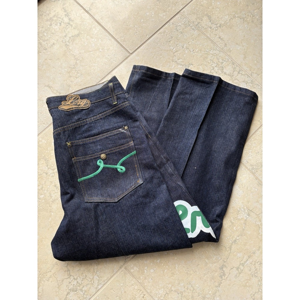 LR Geans by LRG Y2K Jeans 38x30 Dark Baggy Wide Leg Hip Hop Skate 2000s